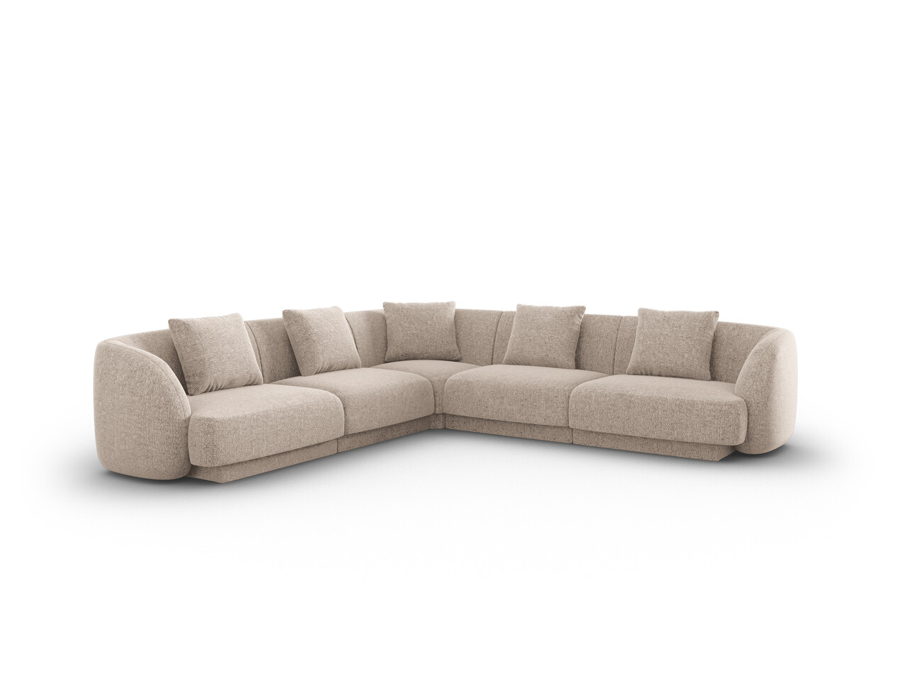 Coltar reversibil 5 locuri, Tulum, Cosmopolitan Design, 255x255x70 cm, tesatura chenille, bej - imagine 6